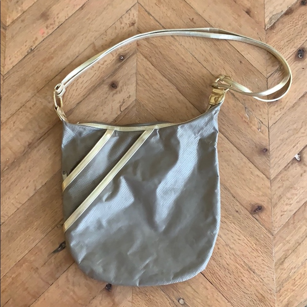 Olive and gold cross body bag